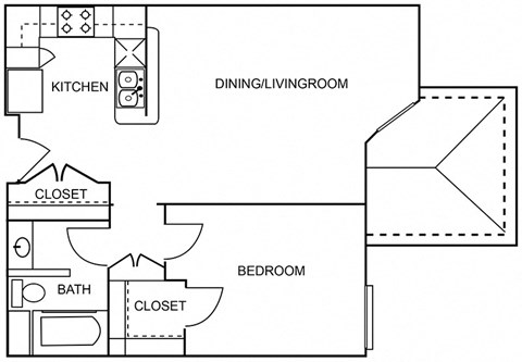 1 Bedroom 1 Bathroom Floor Plan
